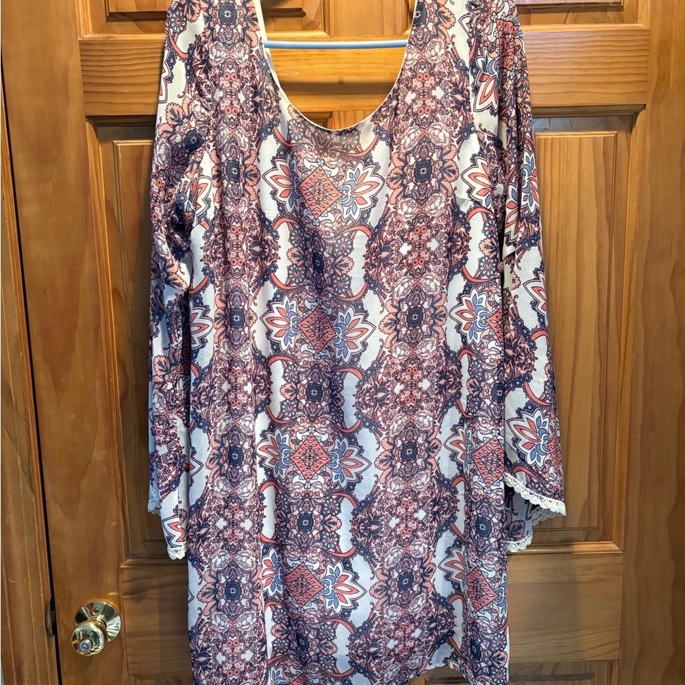 Bohemian Patterned Long Sleeve Dress